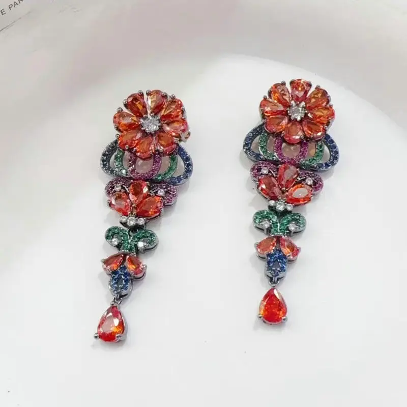 

Женские серьги Bilincolor с оранжевым и красным цветком