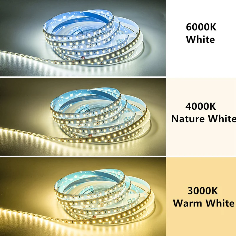 DC 12V Led Strip Light Bright Tape Lamp 2835 60/120 LEDs/m 1m/2m/3m/4m/5m 3000K - 6000K For Room Decor Kitchen Ribbon Lighting