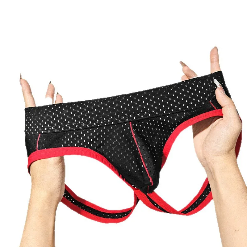 New Men's Underwear Sexy Backless Jockstrap Low Waist Mesh Thongs G String Thin Breathable U Convex Pouch Underpants