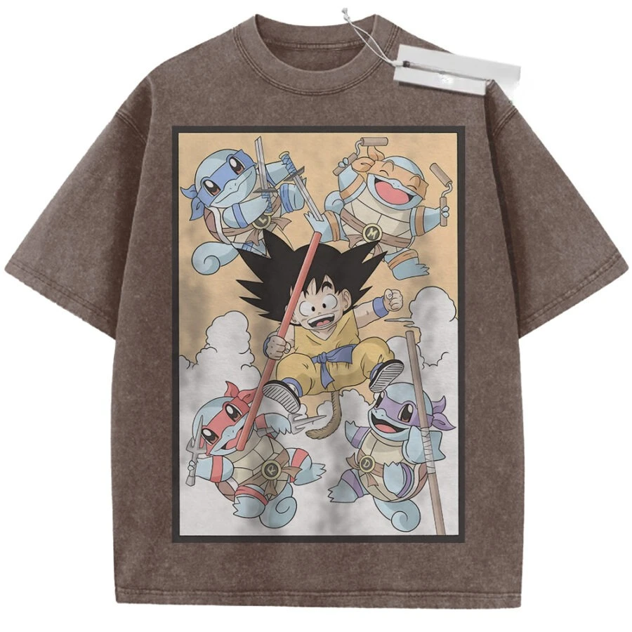 2026 Summer Men's Black Washed T - Shirt Dragon Ball Kame Sennin Turtle Ninja High - Quality Fabric for Casual Shopping view 3