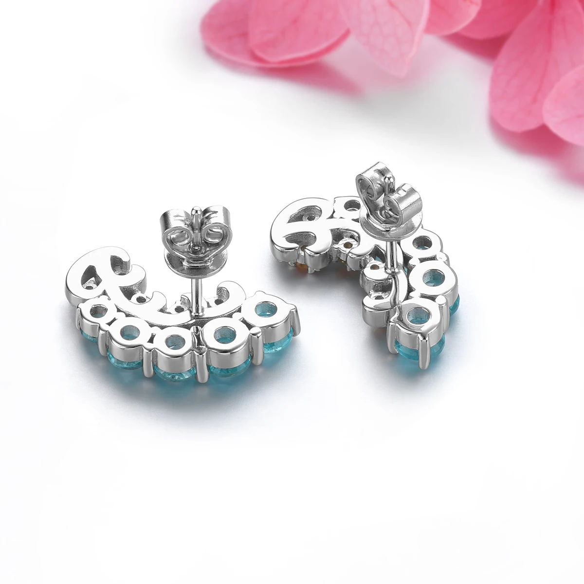 Natural Blue Topaz Citrine Sterling Silver Stud Earring 2.8 Carats Genuine Gemstone Romantic Design Women Summer Jewelrys