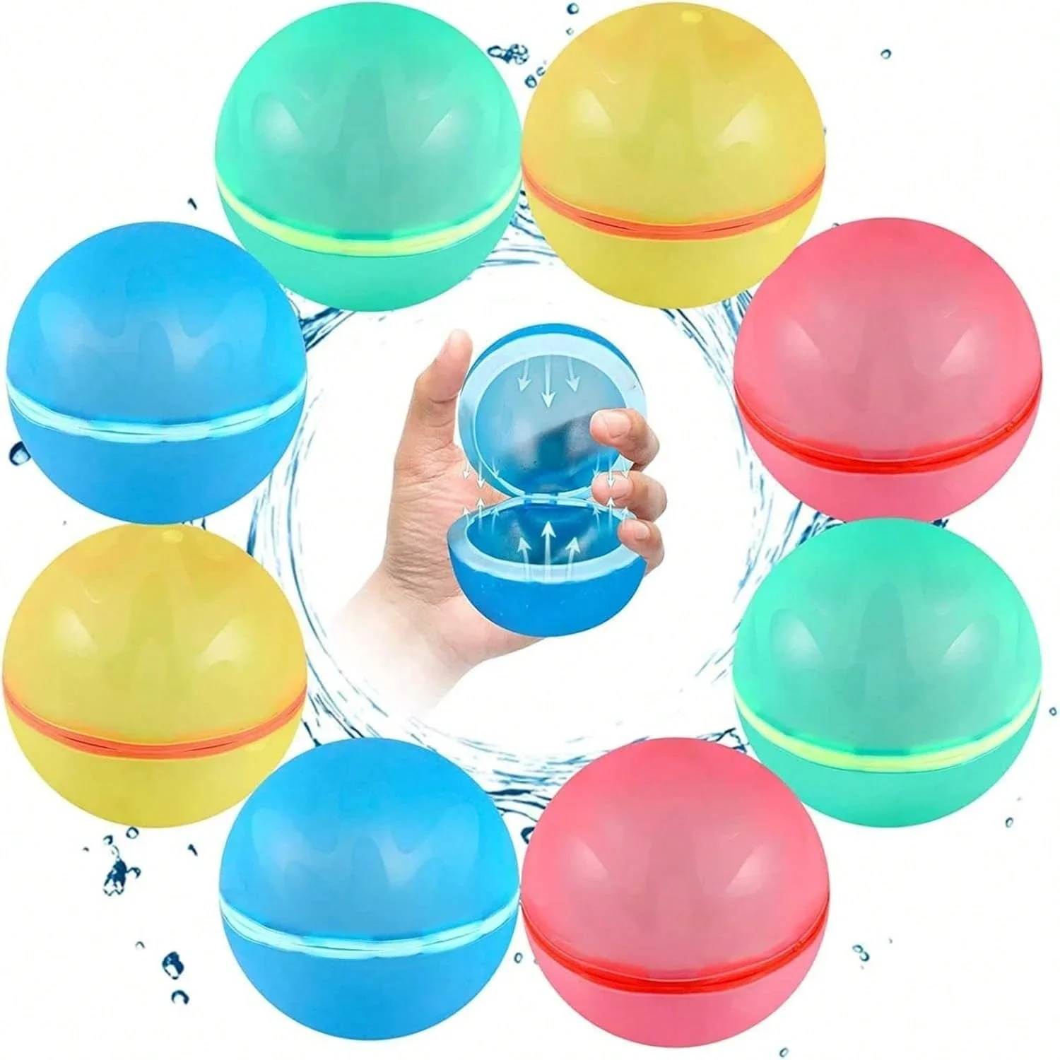 1-12 Packลูกบอลน้ําแบบใช้ซ้ําได้,Self-Seal Fastพองลูกบอลน้ําซิลิโคน,ฤดูร้อนสระว่ายน้ําชายหาดกิจกรรมกลางแจ้งน้ําของเล่น