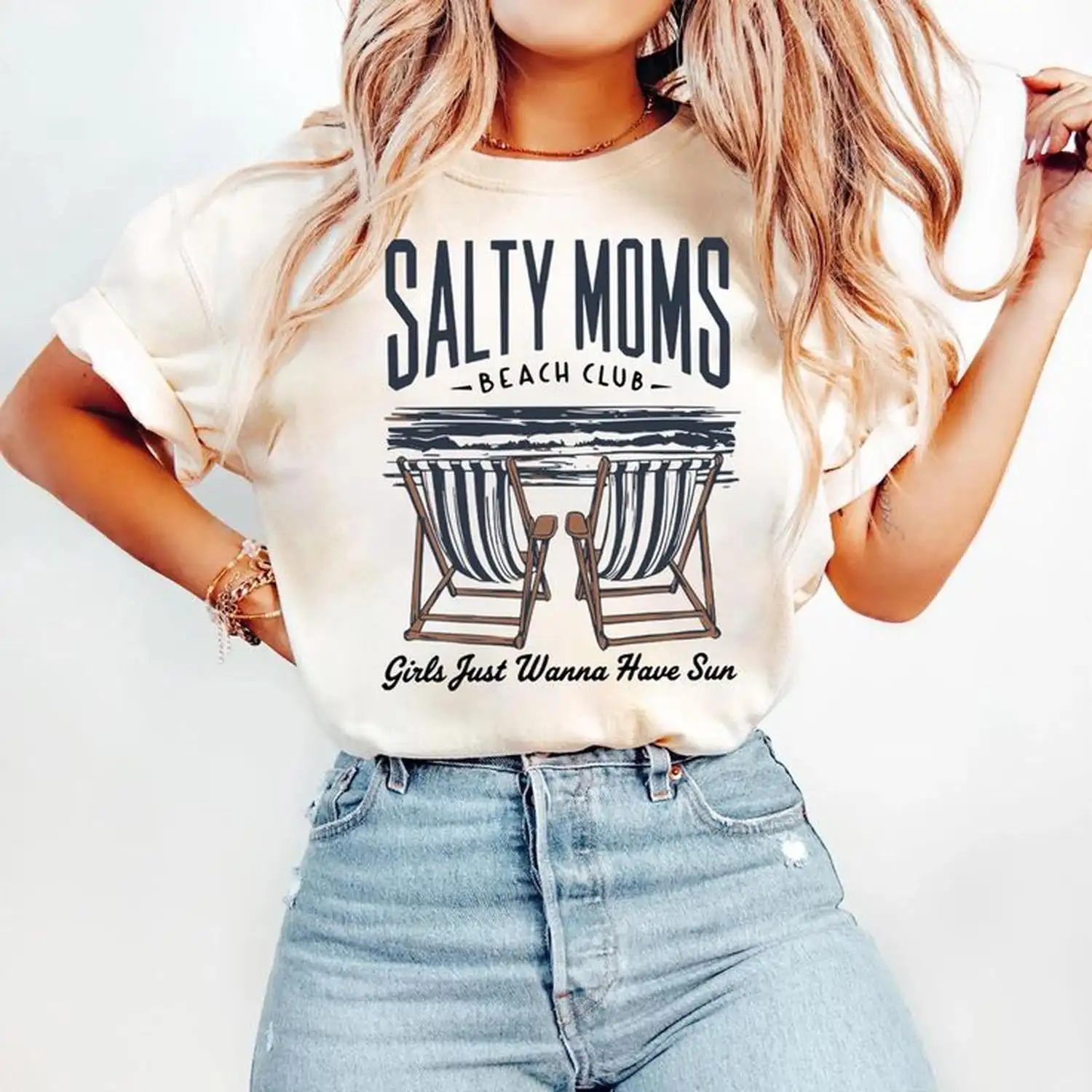 Comfortable Beach Club Shirts, Salty Mom Shirts, Trendy Summer Shirts, Aesthetic Beach Shirts, Vintage Beach Girl Shirts, Funny Sarcastic Mom T-Shirts