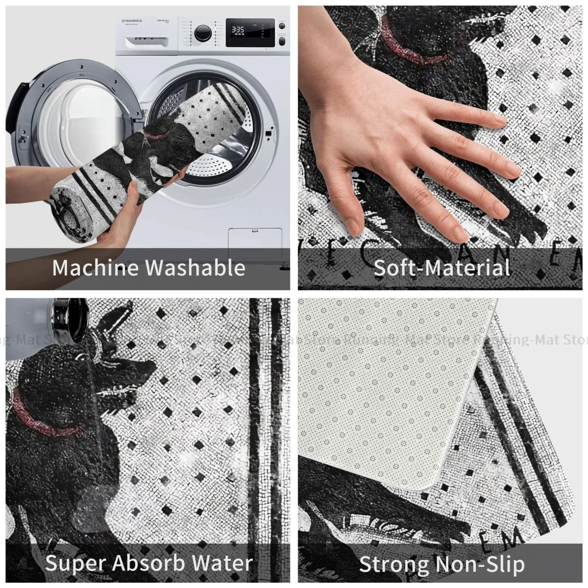 سجادة مطبخ مضادة للإنزلاق للكلاب كهف كانم حذار من كلب بومبي لاتيني سجادة مدخل باب سجادة ديكور داخلي #3