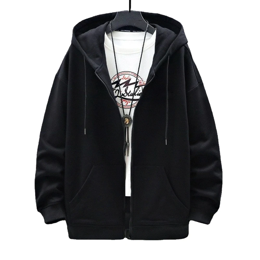 2023 US Size Zip Up Hoodies Autumn Hooded Sweatshirts Men\'s Hoodie Cardigan Solid Color Classic Jacket Men Coat Men Clothing