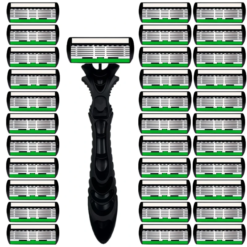 High Quality Man Safety Razor Blade 6 Layer German Stainless Steel Shaving Cartridges Compatible Mach Shaver