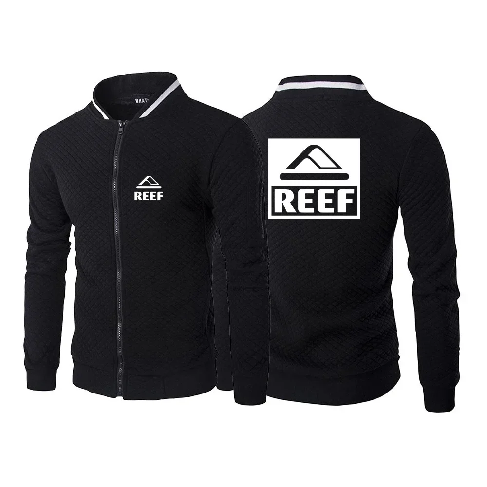 

REEF Logo New Men Casual Fashion Simple Spring And Autumn Hot Sale Round Neck Six-color Zipper Coat Tops Sportswear