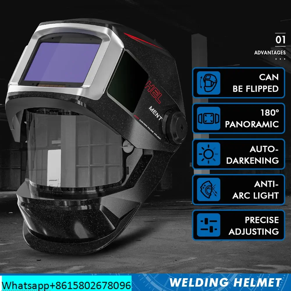 ANDELI Large View Welding Helmet Flip Up Auto Darkening Welding Mask with Side View Digital Welding Lens True Color 4 Arc Sensor