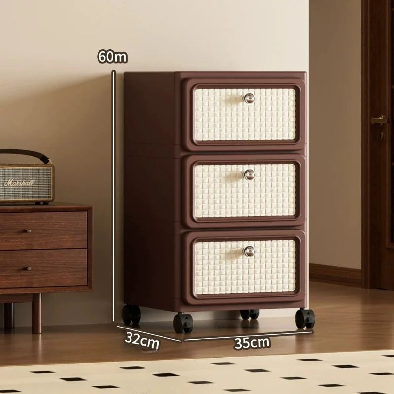Mid Century Plastic Drawer Cabinet,Large Capacity Mobile Organizer, Swivel Caster Nightstand Chest,Multi Tier Rolling Snack Unit