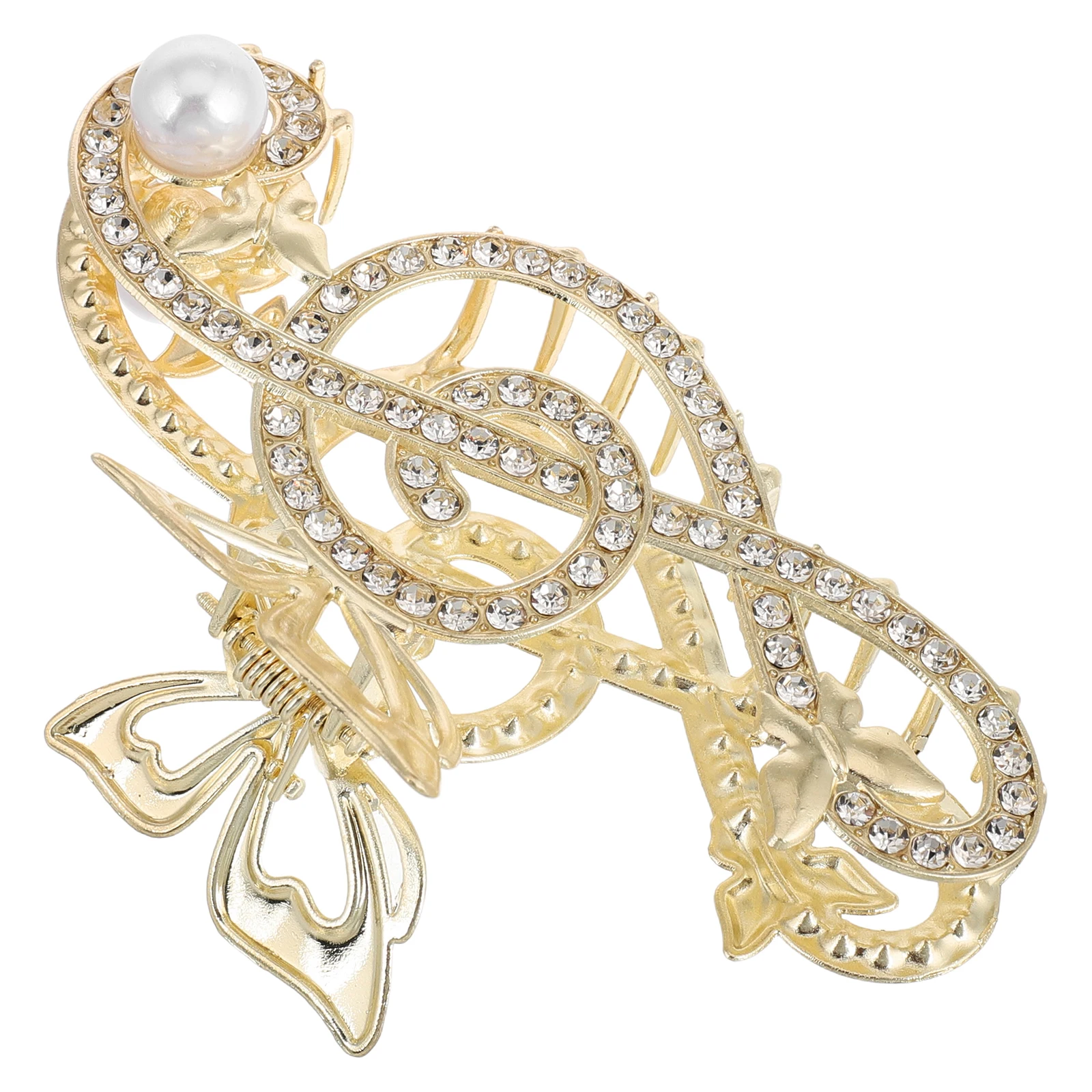 

Large Clips Music Note Pearl Back Non Slip Thick Hair Claw Clip Long Hair Music Note Rhinestone Friendly Design