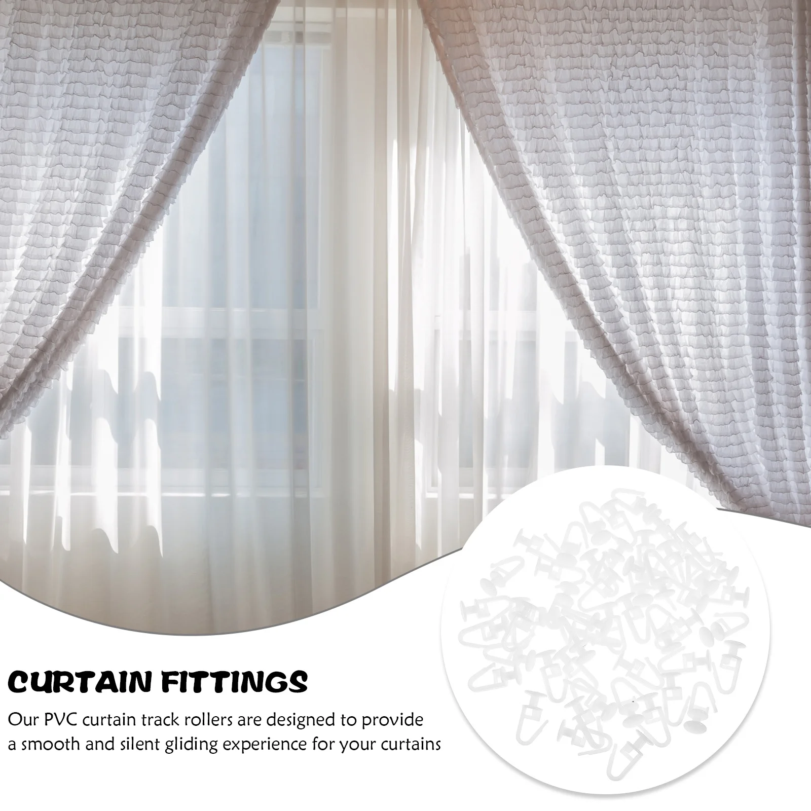 50 قطعة من بكرات مسار الستائر البلاستيكية الصامتة المزلق عملية سلسة متعددة الاستخدامات ملحقات معالجة نافذة المكتب المنزلي #4