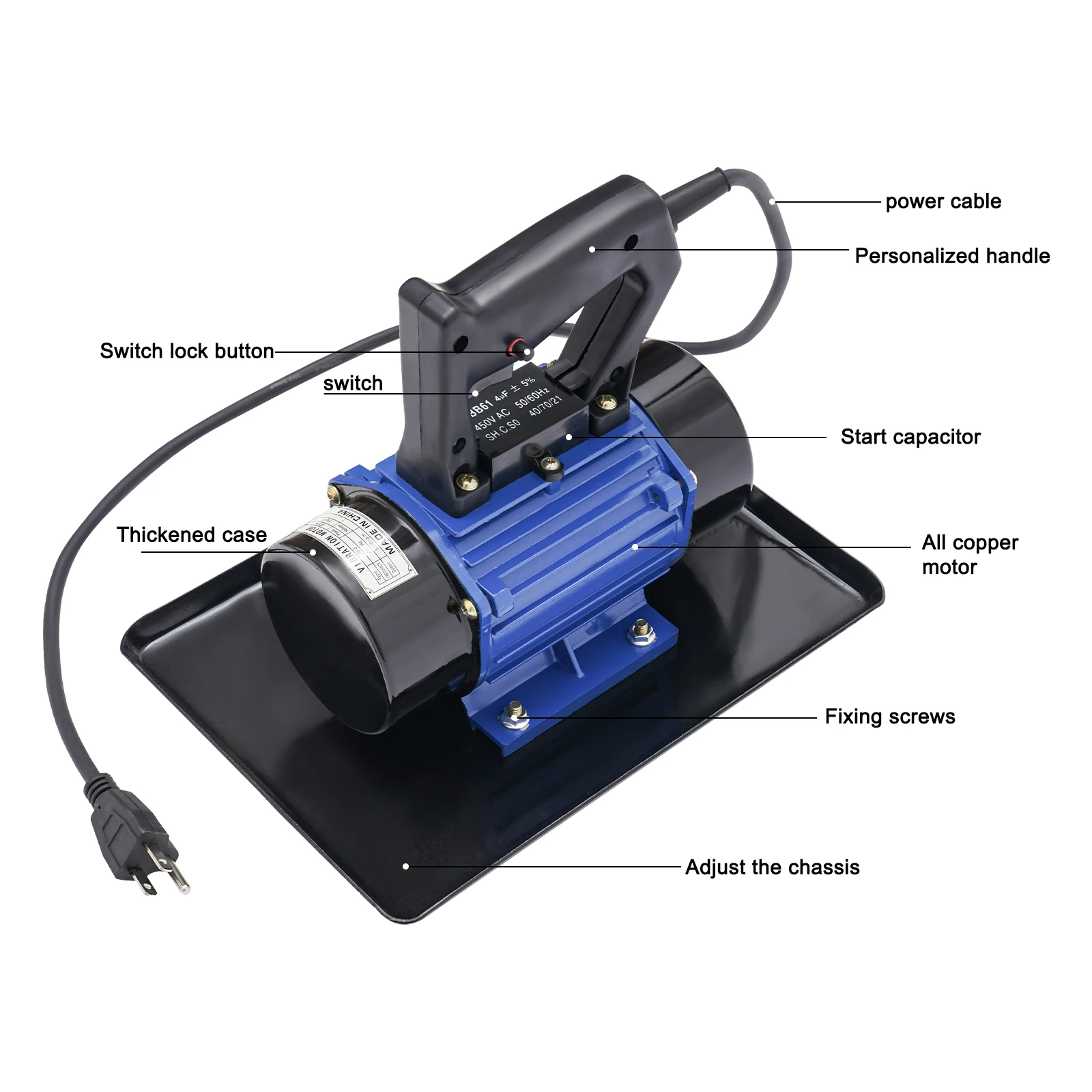 110v 370w 콘크리트 진동 모터 휴대용 테이블 모션 콘크리트 진동기 기계 시멘트 스무더 대부분의 콘크리트용