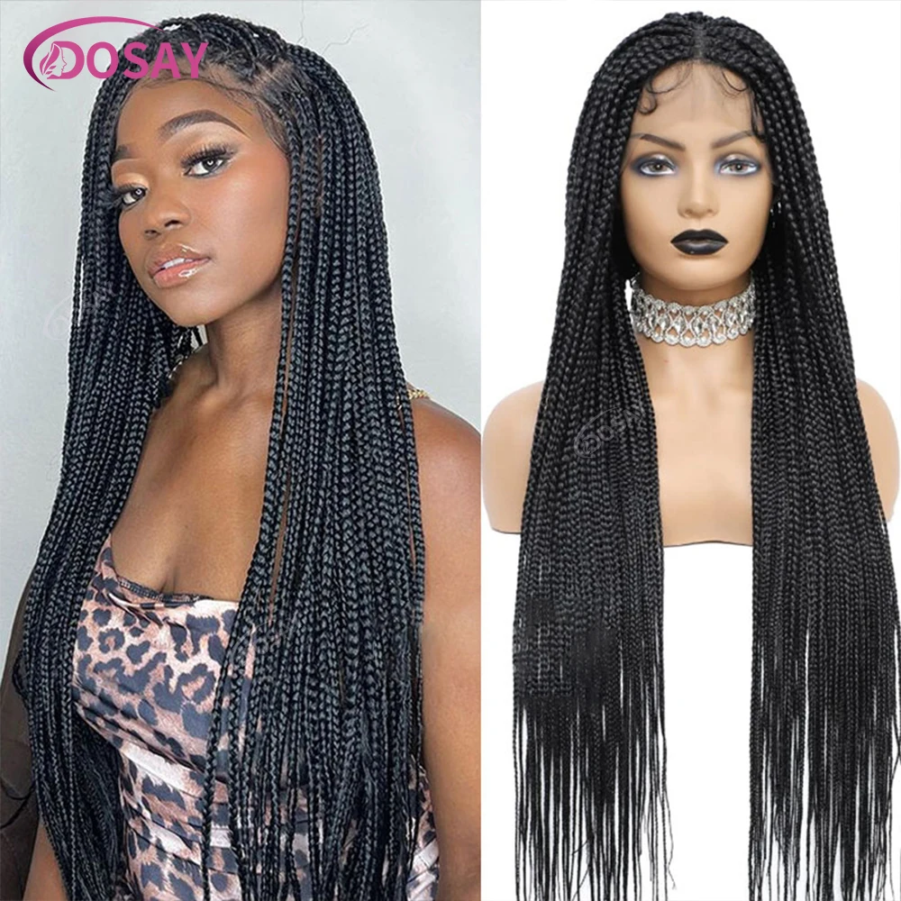 

360-градусные кружевные синтетические плетеные парики для чернокожих женщин, косички без узлов, африканские волосы, корниобразный парик спереди, кружевной передний парик