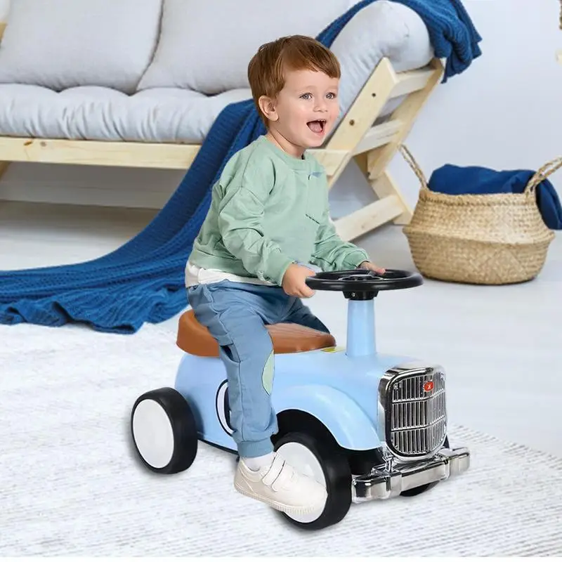 Vintage Toddler Car 3 In 1 Ride On Cars For Toddlers With Limited Steering Wheels And Anti-Rollover Wheels Kid Driving Car