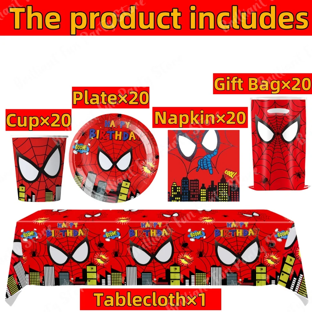 81Pcs Disney Spiderman  Birthday Party Decorations Paper Disposable Tableware Set For Kids Baby Shower Superhero Party Supplies