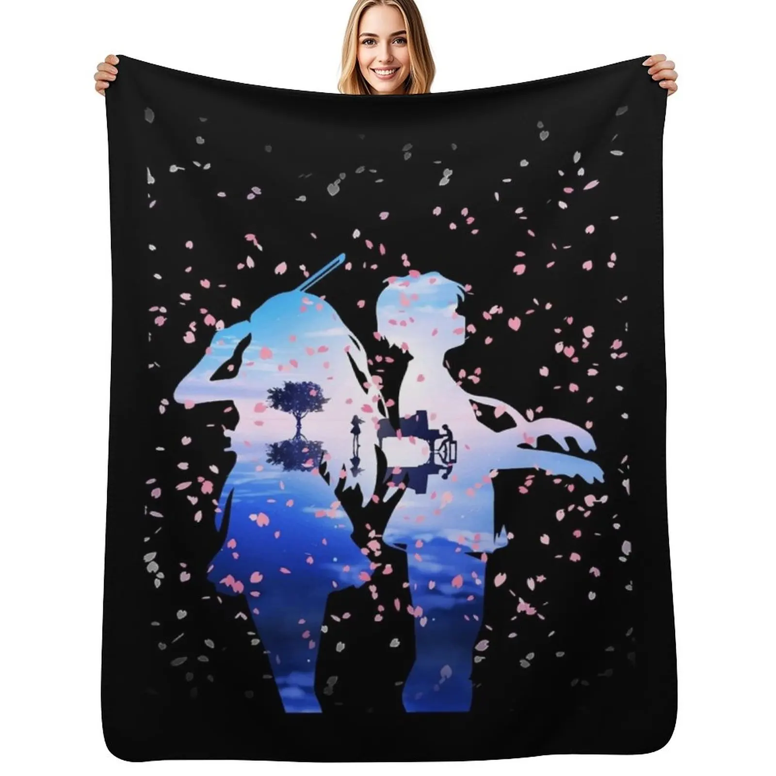 

Your Lie in April Shigatsu wa Kimi no Uso Kaori & Kousei Anime Cherry Blossoms Throw Blanket Mother’s day blanket gift