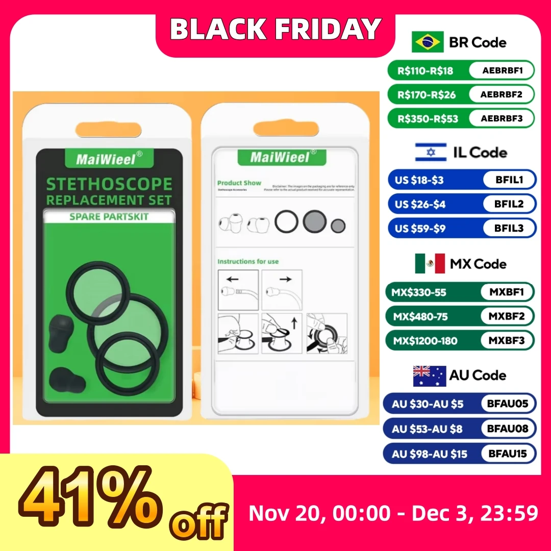 

for 3M Littmann Stethoscope Spare Parts Kit Compatible with Classic III Cardiology IV Black, Eartips, Adult Pediatric Diaphragms