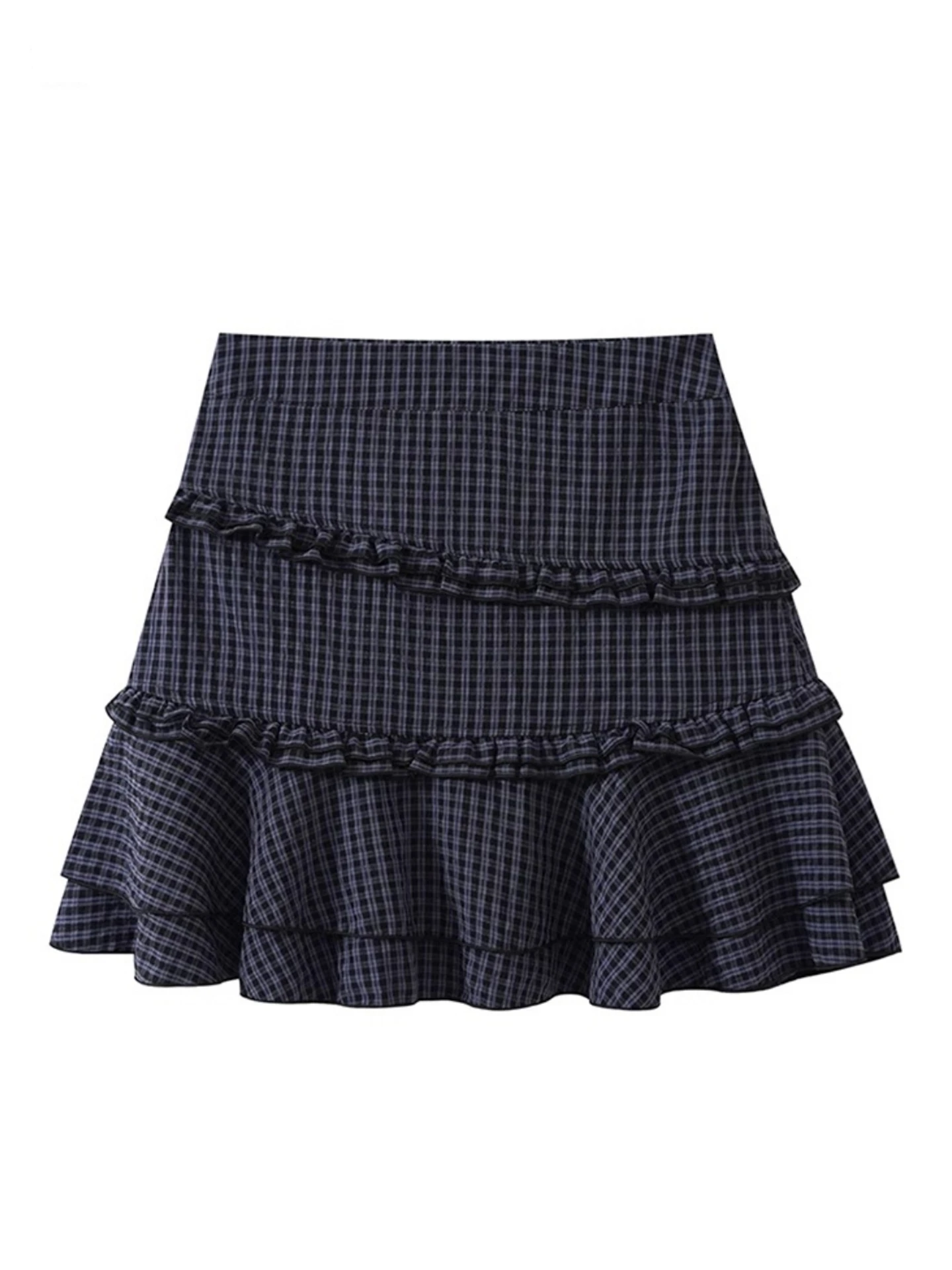 

plus Size Women's Plaid A-Line Skirt High Waist Spring New Style Korean Style Commute Anti-Light Decorated Cake Skirt