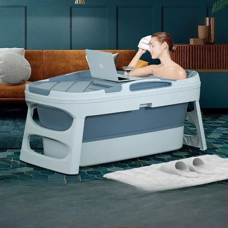 

Bath Bucket Heating Folding Bath Bucket Silicone Bath Tub Full Body Thickened Bathtub Constant Thermal Insulation Lid Household