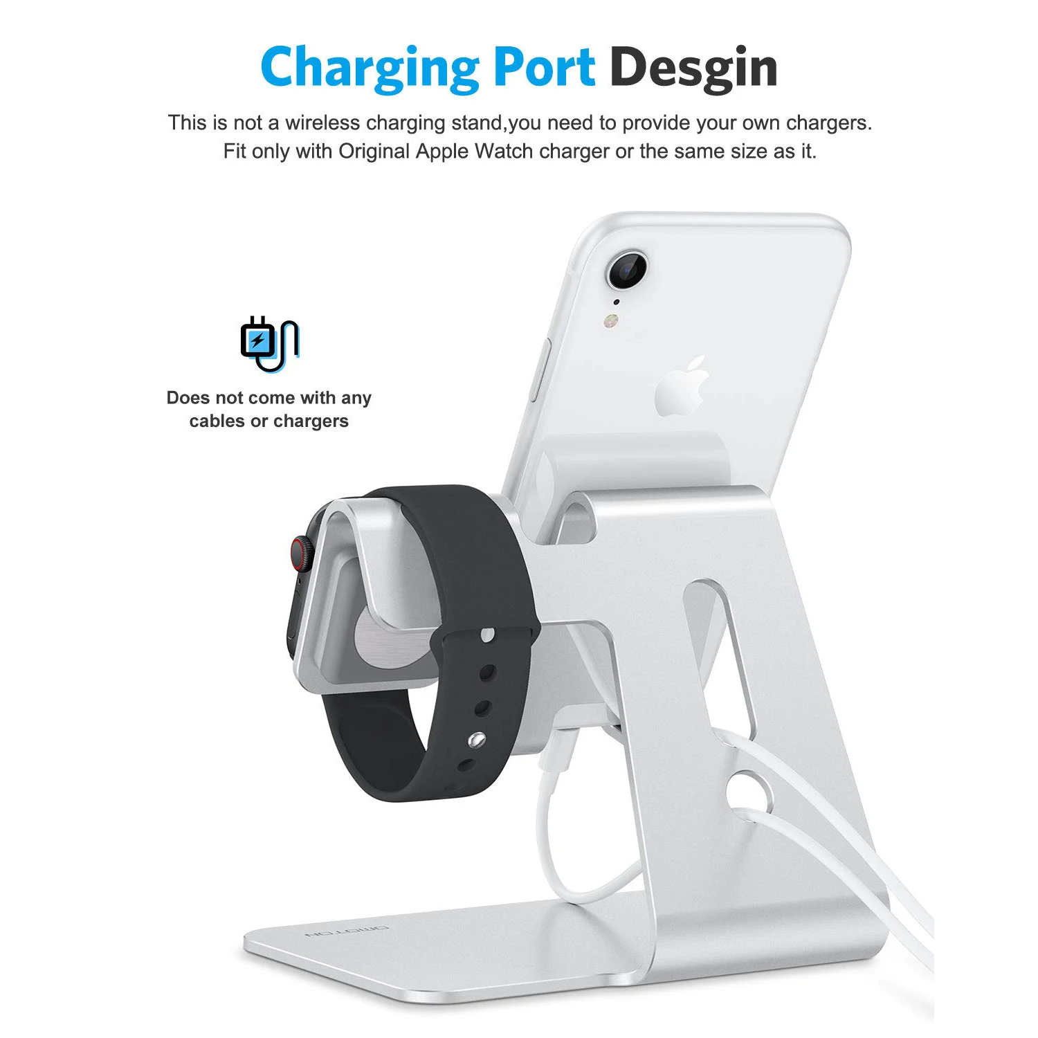 Stand for Apple Watch - 2 in 1 Universal Desktop Stand Holder for iPhone 15 14 13 12 11 All Series and Apple Watch Series