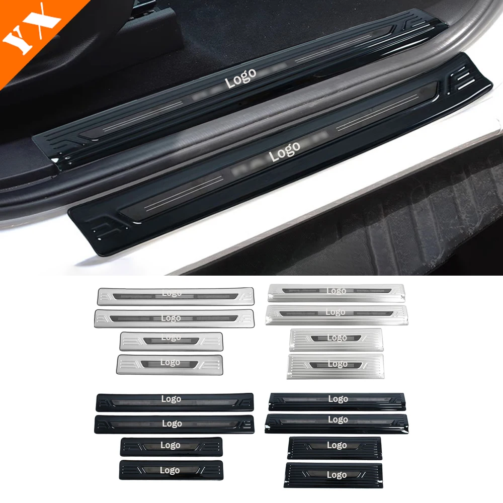 For Ford Ranger Car 2023-2025 Car Door Sill Scuff Plate Welcome Pedal Protection Stainless Black/Silvery Garnish Accessories