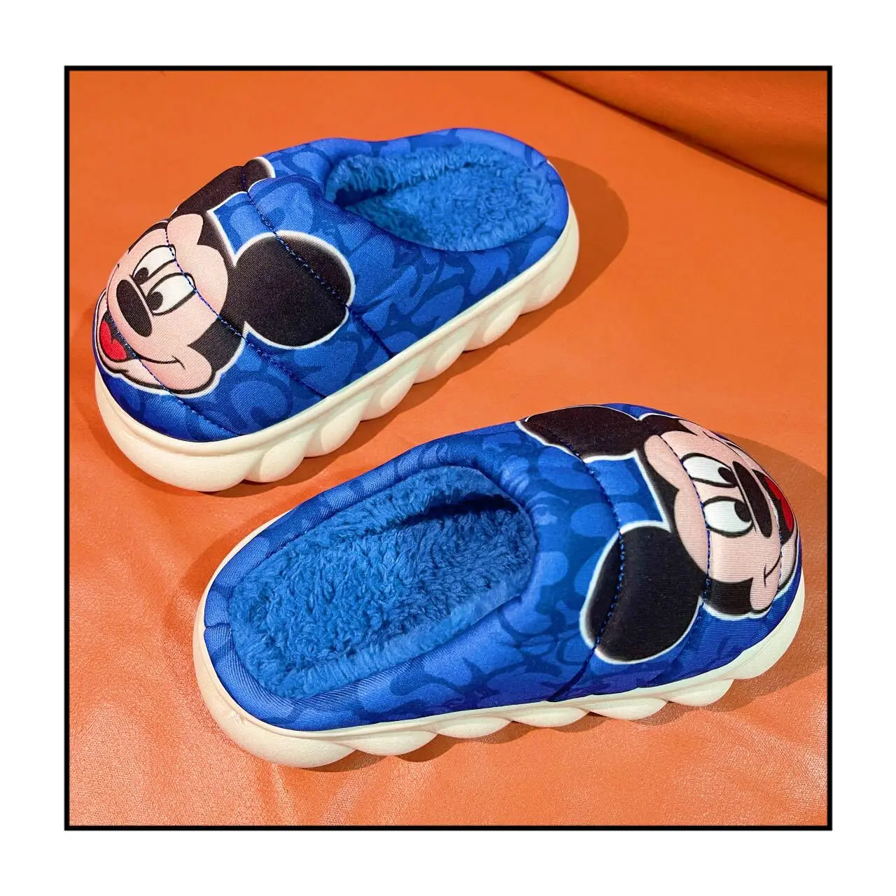 New Spring Autumn Winter Kids Shoes Boy blue Mickey Warm Slippers Children Christmas Slippers Pantoufle Enfant Baby Shoes