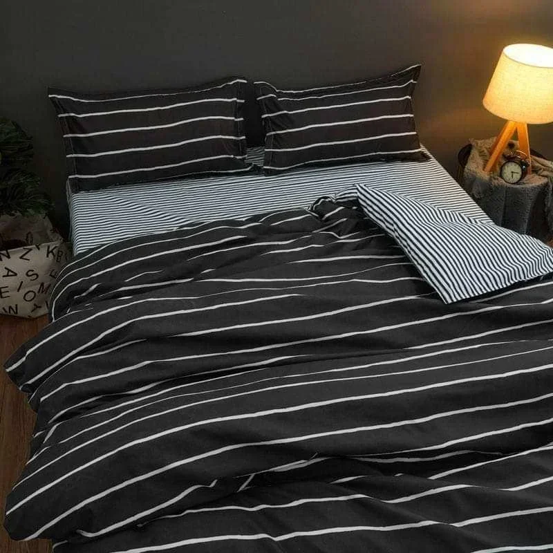 Stripes Duvet Cover Pillowcase Fashion Black White Grid Striped Bedding Set Bed Linens Quilt Cover Queen King Bedspreads