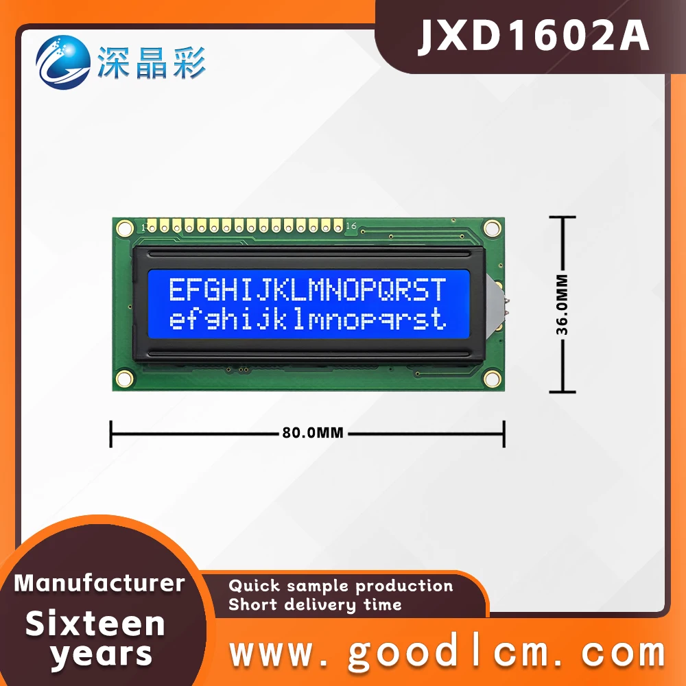 Russian language LCD screen JXD1602A STN Blue Negative 16X2 character screen high standard industrial LCM display module
