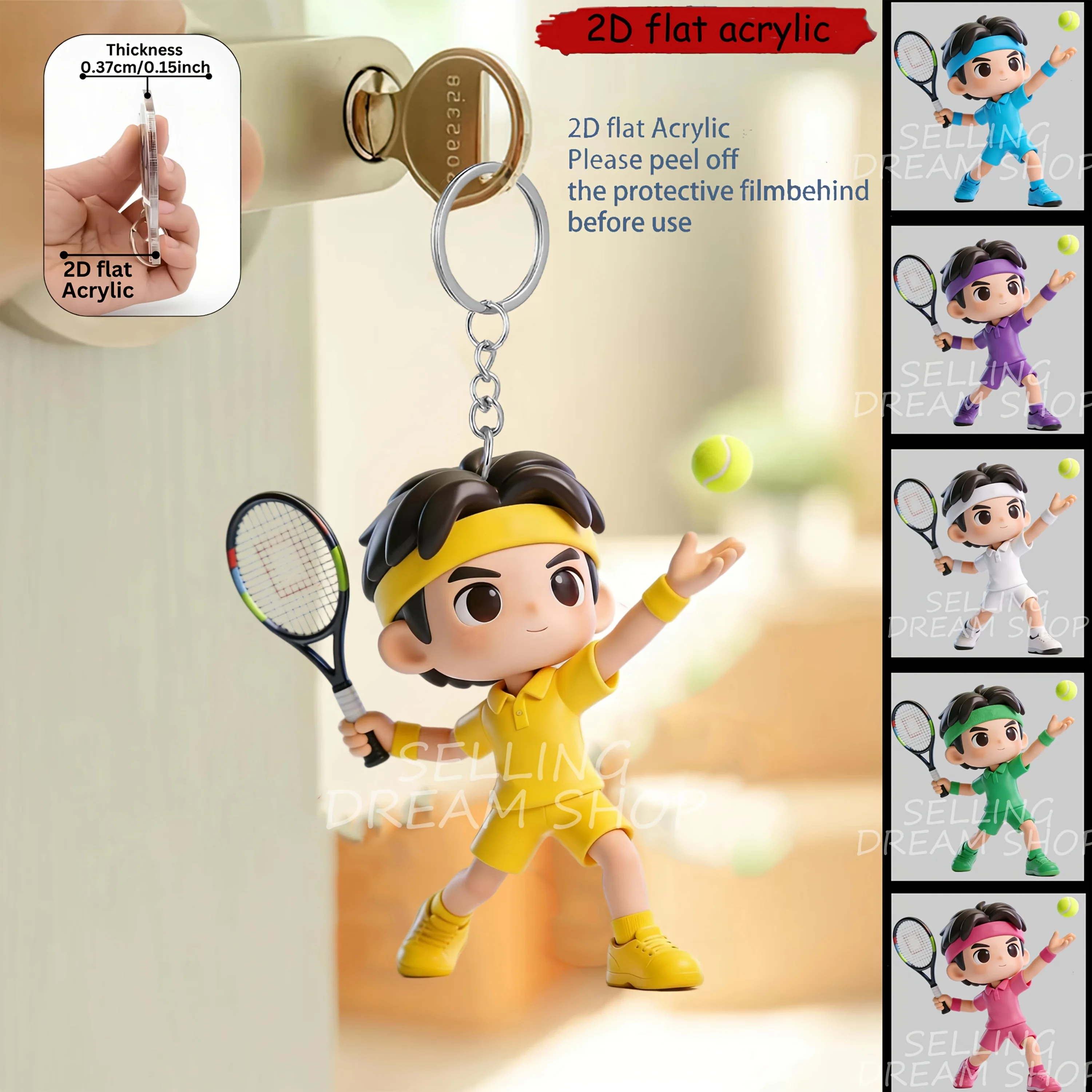 2D Vibrant Tennis Players Keychain 3/6pcs Sporty Theme Acrylic Pendant For Fans Ideal Birthday Party Festival Gifts for Friends