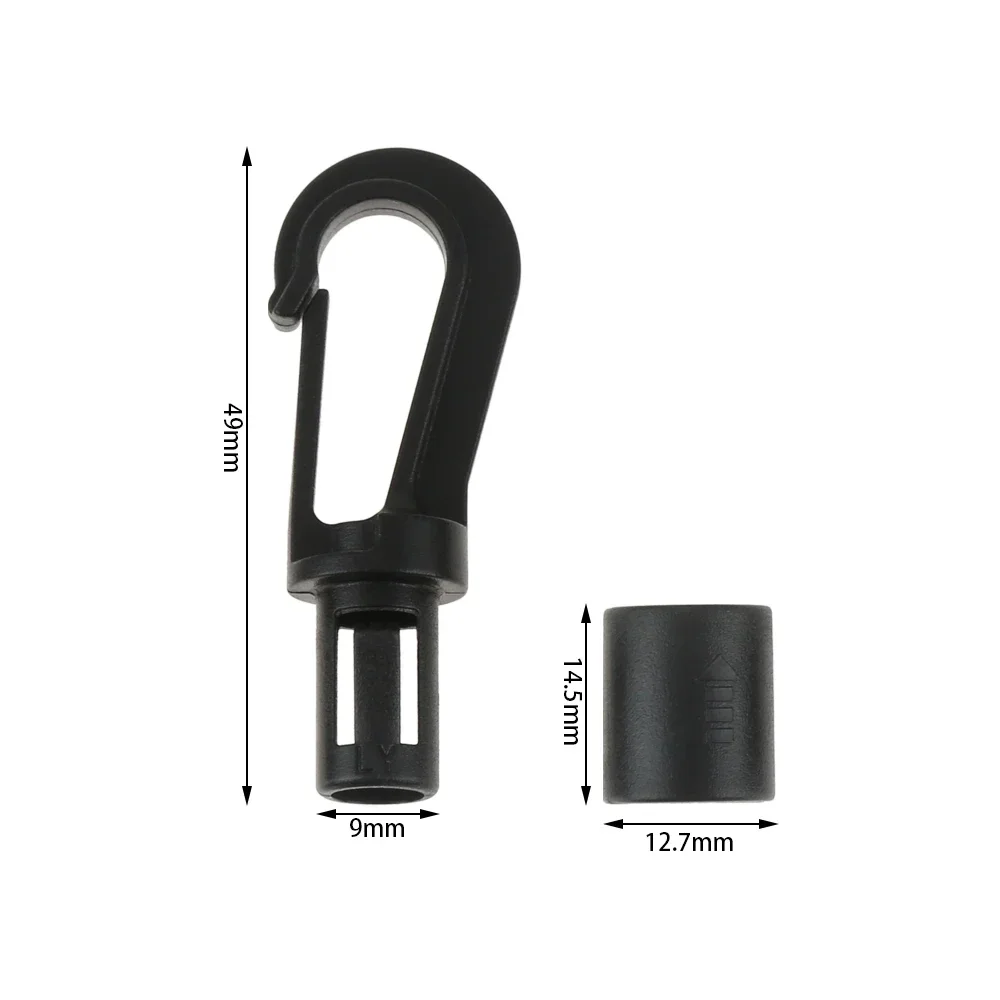 10 pezzi di plastica kayak cordoncino ganci Quick Connect Bungee Shock Cord Hanging Ends Clip per canoa barche Dinghy corda elastica fai da te