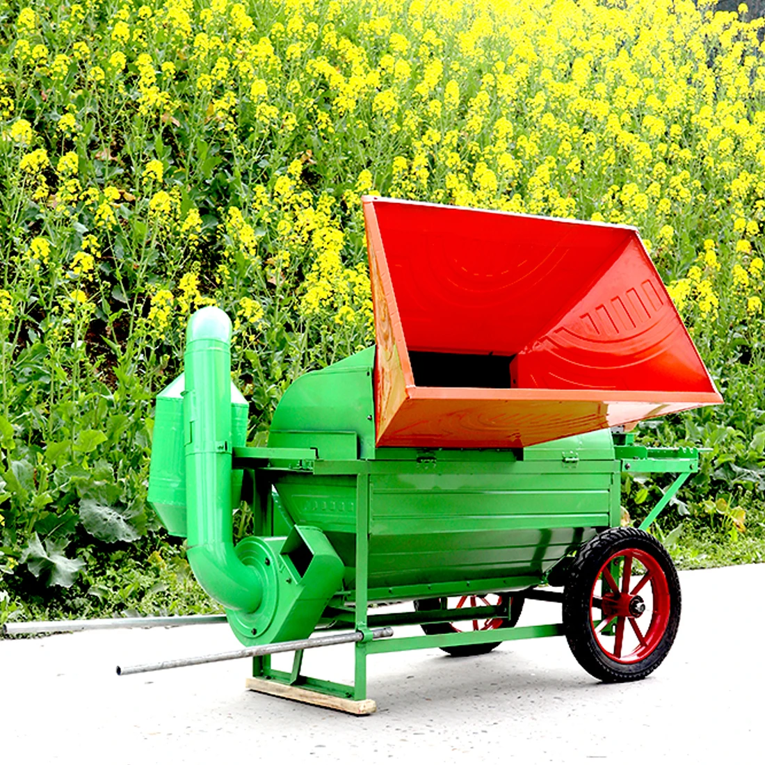 Modern full-feed rapeseed thresher harvester 90 stand-alone plus wheels soybean wheat multi-functional machine straw crushing