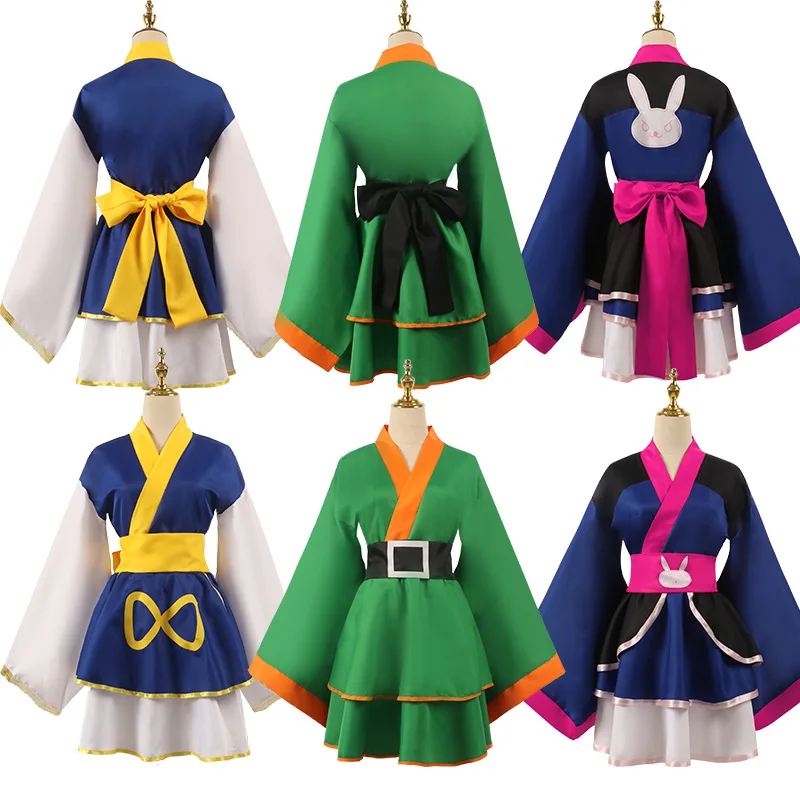 Anime HUNTER×HUNTER GON FREESS Kurapika Kimono Suit Cosplay Costume Dva Lolita Skirt Woman Party Clothes Halloween Costume