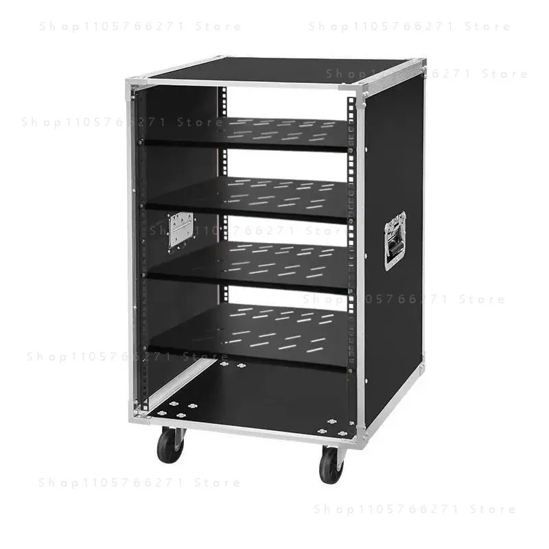 16U Power Amplifier Rack Case  Flight Case Audio Equipment Cabinet with Wheels for Home KTV