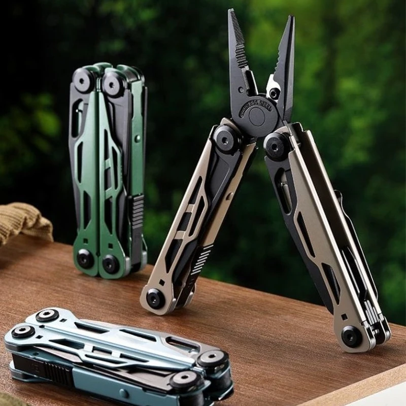 BHBT NEW 25-IN-1 7-Color Multitool Pliers Portable Outdoor Camping Emergency Survival Tool Foldable Combination Pliers with Bits
