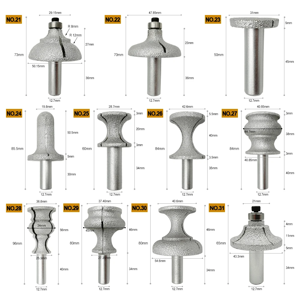 SHDIATOOL 1pc Diamond Router Bits With 1/2\