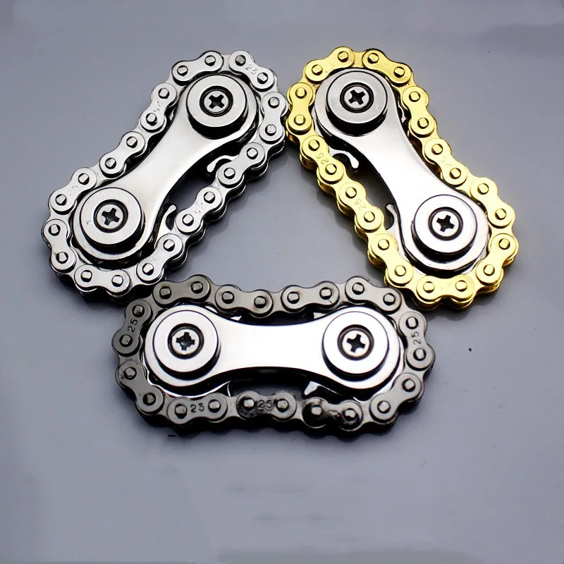 Metal Chain Spinner Fidgets Metal Flywheel Fingertip Gyro Toys Anti Stress DIY Replace Bicycle Chain Spiner Fidget Toys Kids