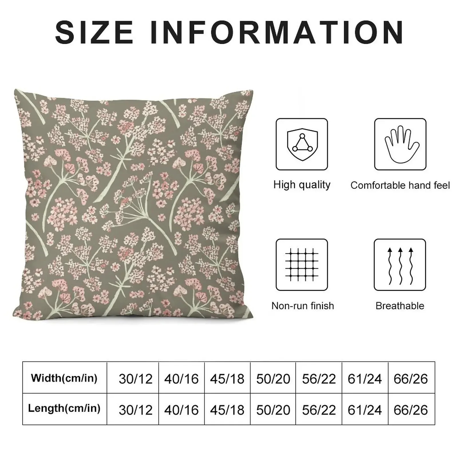 Light Pink & Green Watercolor Stem Caraway Floral Pattern Throw Pillow Cushions Cover Cusions Cover pillow