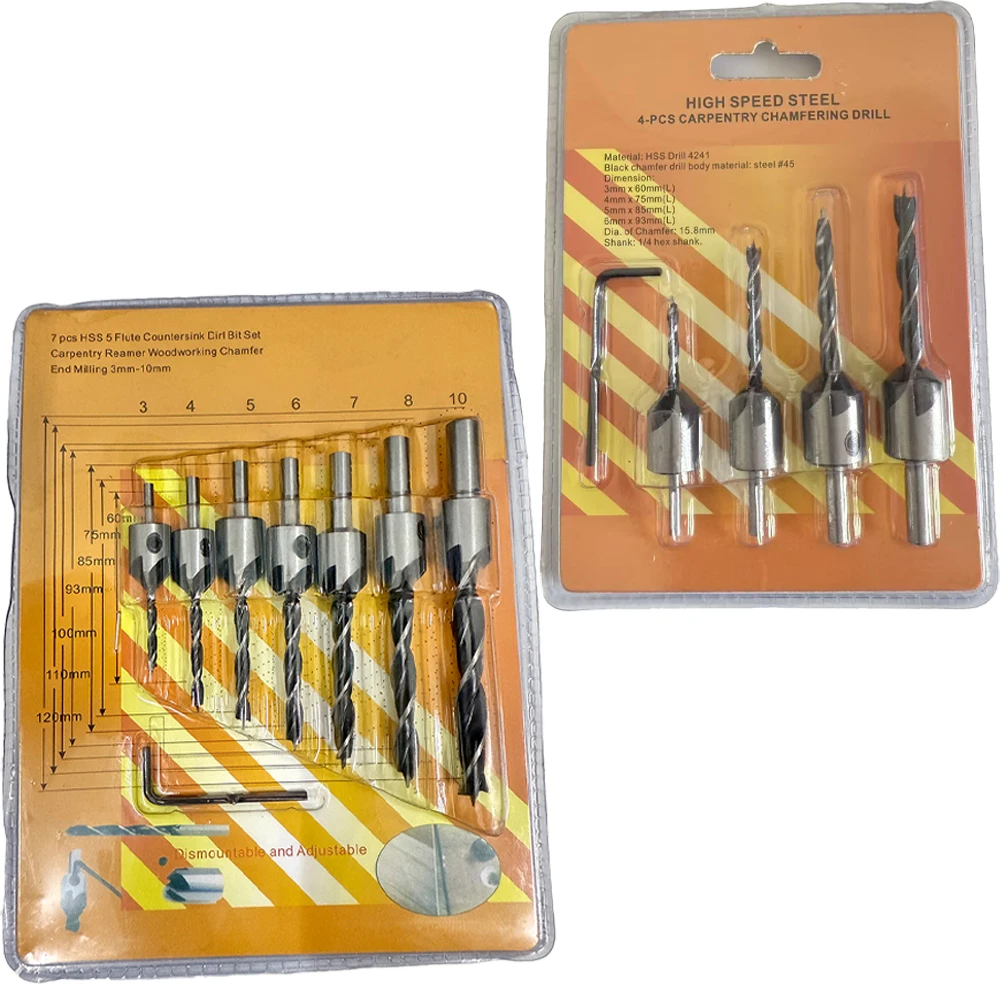 5 Stück/8 Stück, Holzbearbeitungs-Senkerbohrer-Set, mit Schraubenschlüssel, 3 mm ~ 10 mm, Dreipunktbohrer, Bohrlochwerkzeuge, für Fasen und Reiben