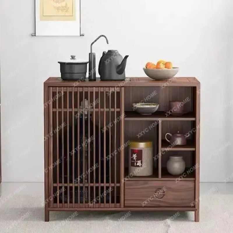 XXNew Chinese tea cabinet Solid wood tea tea side cabinet Household mobile boiling water Multifunctional storage dining