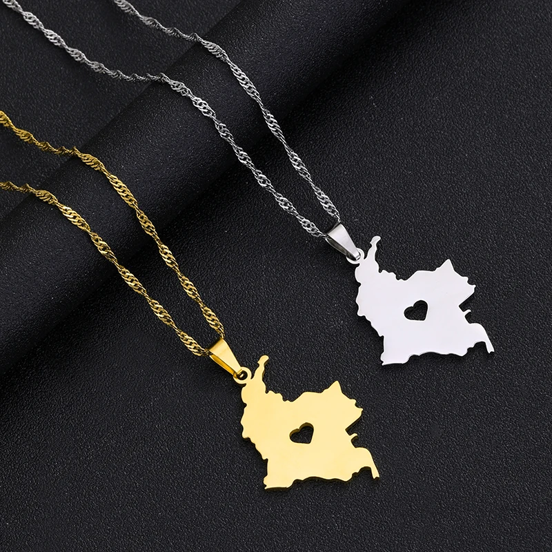 New High Quality Colombian Map Flag Pendant Necklaces For Women Colombia Stainless Steel Jewelry Party Birthday Gifts