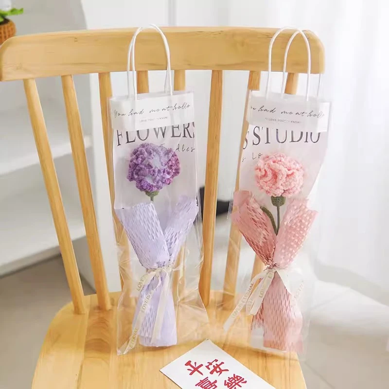 Carnations Crochet Flowers Single Bouquet Simulation Flower Knitting Flowers Diy Handmade Fake Floral Mother's Day Gifts