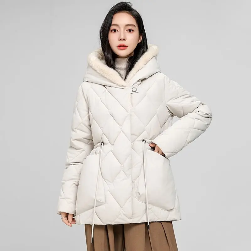 

Winter New Women's Down Cotton Jacket Hooded Commuting Warm Slim Fit Cotton Jacket