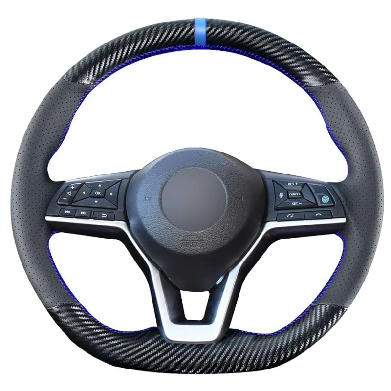 Carbon Fiber Leather Steering Wheel Cover For Nissan March Rogue Qashqai Leaf Kicks X-TRAIL Altima Sentra Versa Juke Micra