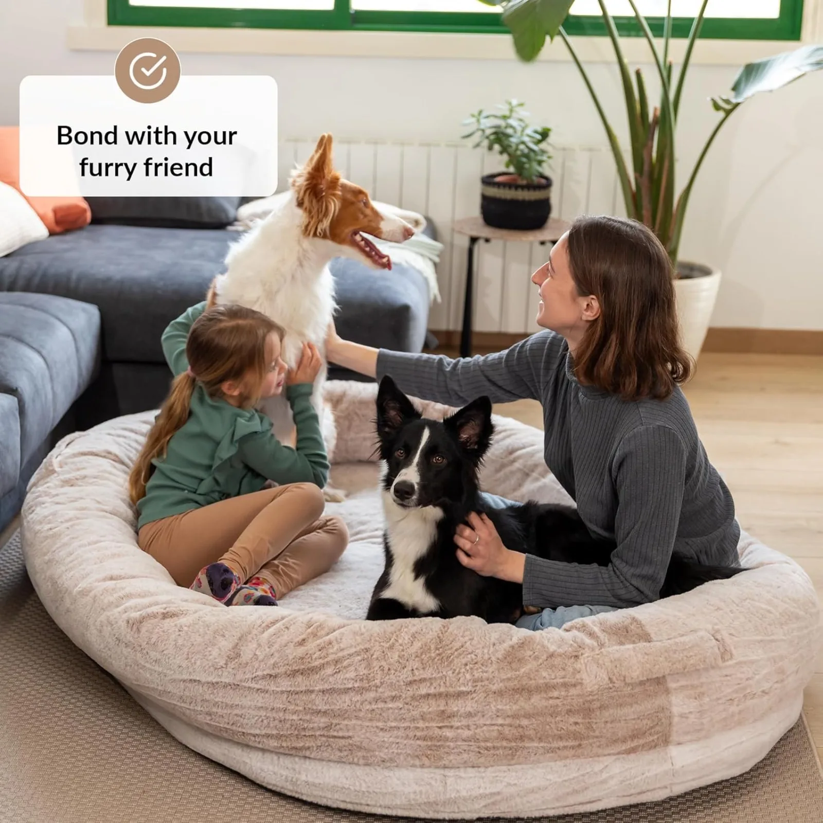 US Dog Bed Mat for Pets, Human Sized Pet Bed, Bean Bag Dog Bed, 72x48x11 inches, Polyester, Detachable Cover, Brown