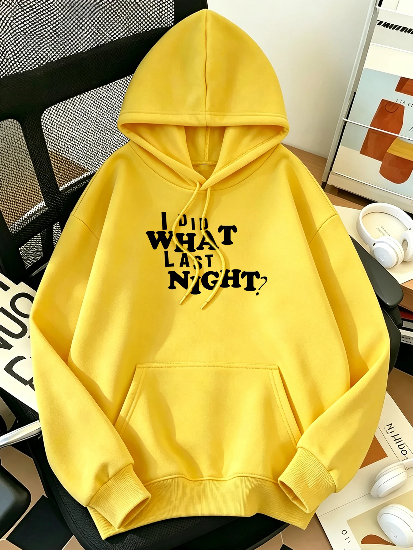 I Did What Last Night Pattern Korean Casual Top Female Warm Fashion Hoodies Basic Comfortable Pullovers Trendy Soft Streetwear