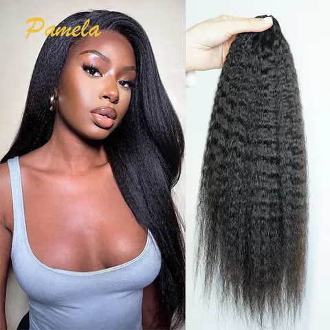 Kinky Rechte Veren Gehaakte Vlechten 100% Menselijk Haarverlenging Knooploos Gehaakt Haar Gevlochten Lijmloze Human Hair Extensions