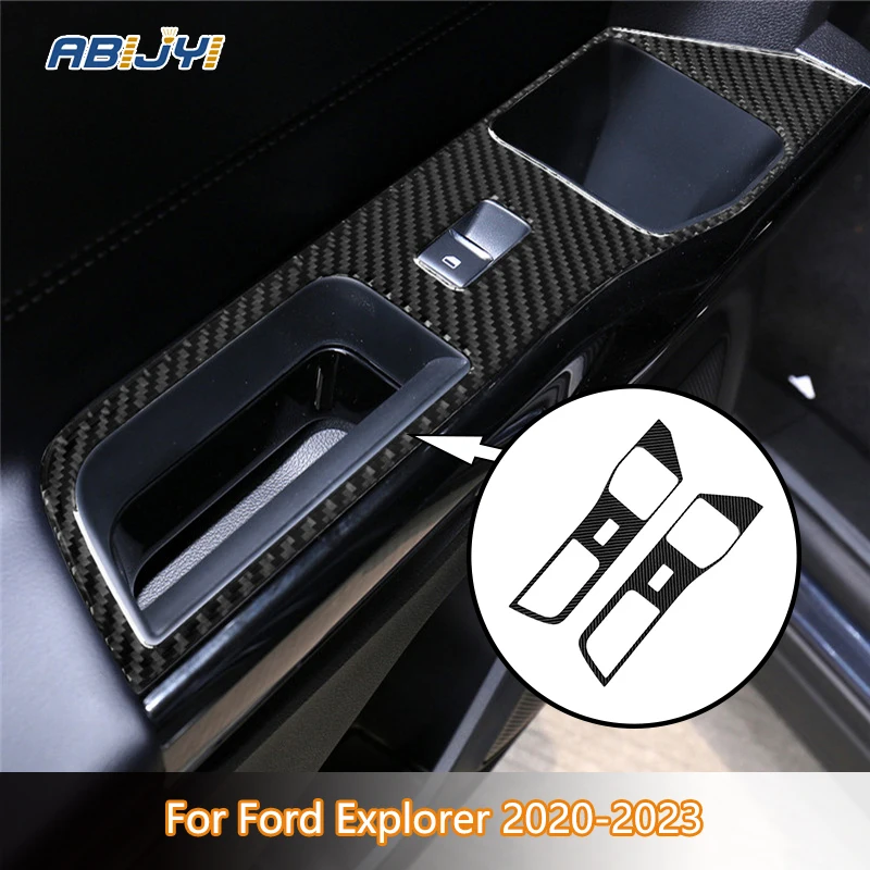 

Rear Lift Switch Frame Carbon Fiber Interior Stickers Fits both Horizontal & Vertical Screens For Ford Explorer 2020-2023