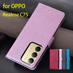 Wallet Flip Cover Leather Case for OPPO Realme C75 4G Global Version Pu Leather Phone Bags protective Holster Capa Fundas Coque