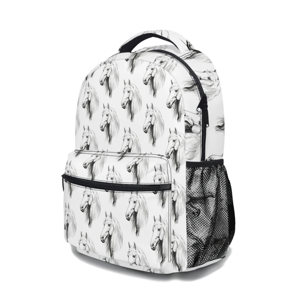 BONITO esboço de cavalo, o ano dos cavalos impresso, mochila escolar leve, mochila infantil casual, 17 ", jovem