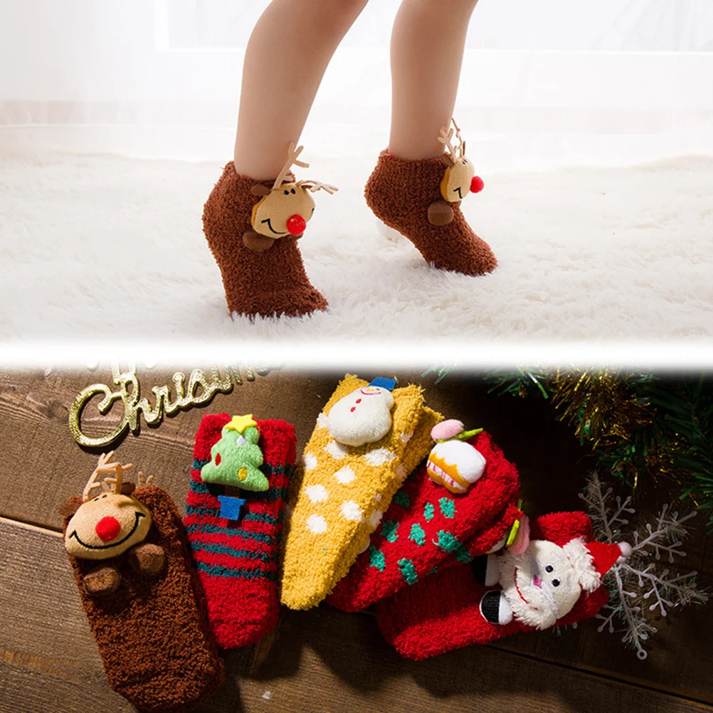 Cartoon Animal Baby Cadeau Sok Comfortabel Antislip Bruin Elanden Kerstfeest Kous Kerstfestival